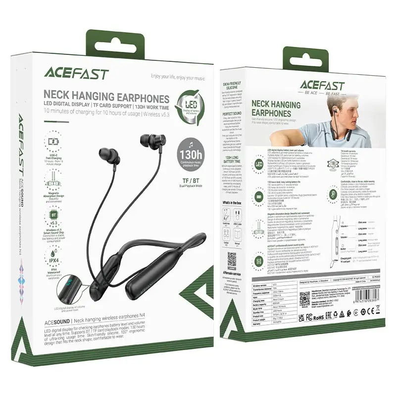 ACEFAST N4 Magnetic Earbuds and USB-C charging port view