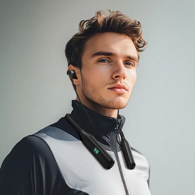 ACEFAST N4 Neckband showing digital LED display and buttons