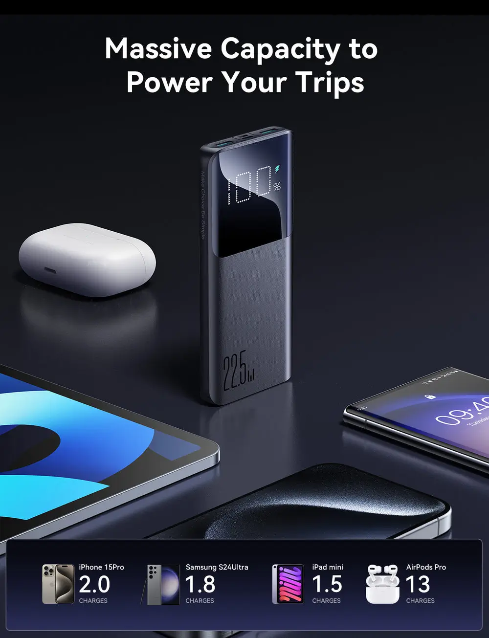 jr qp191 22 5w power bank 10000mah black with usb to type c cable 6