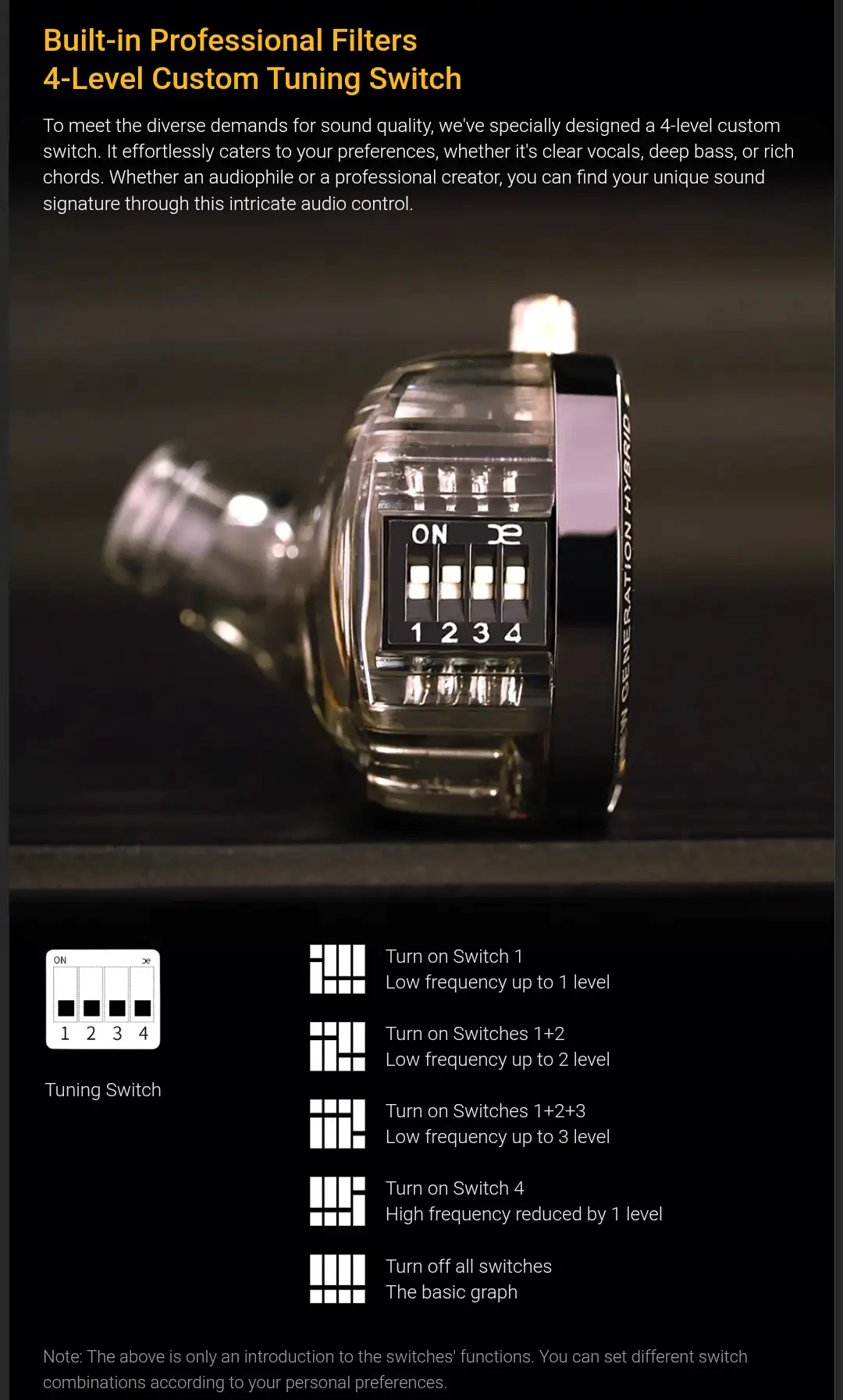 KZ ZS10 Pro 2 4-Level Tuning Switch for Custom Sound