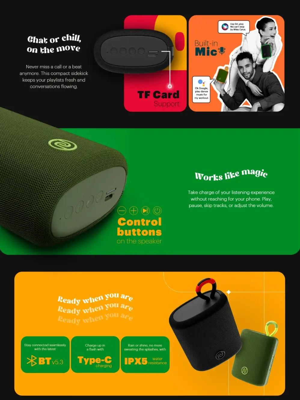 Noise Vibe 2 Portable Wireless Speaker – Front Design View