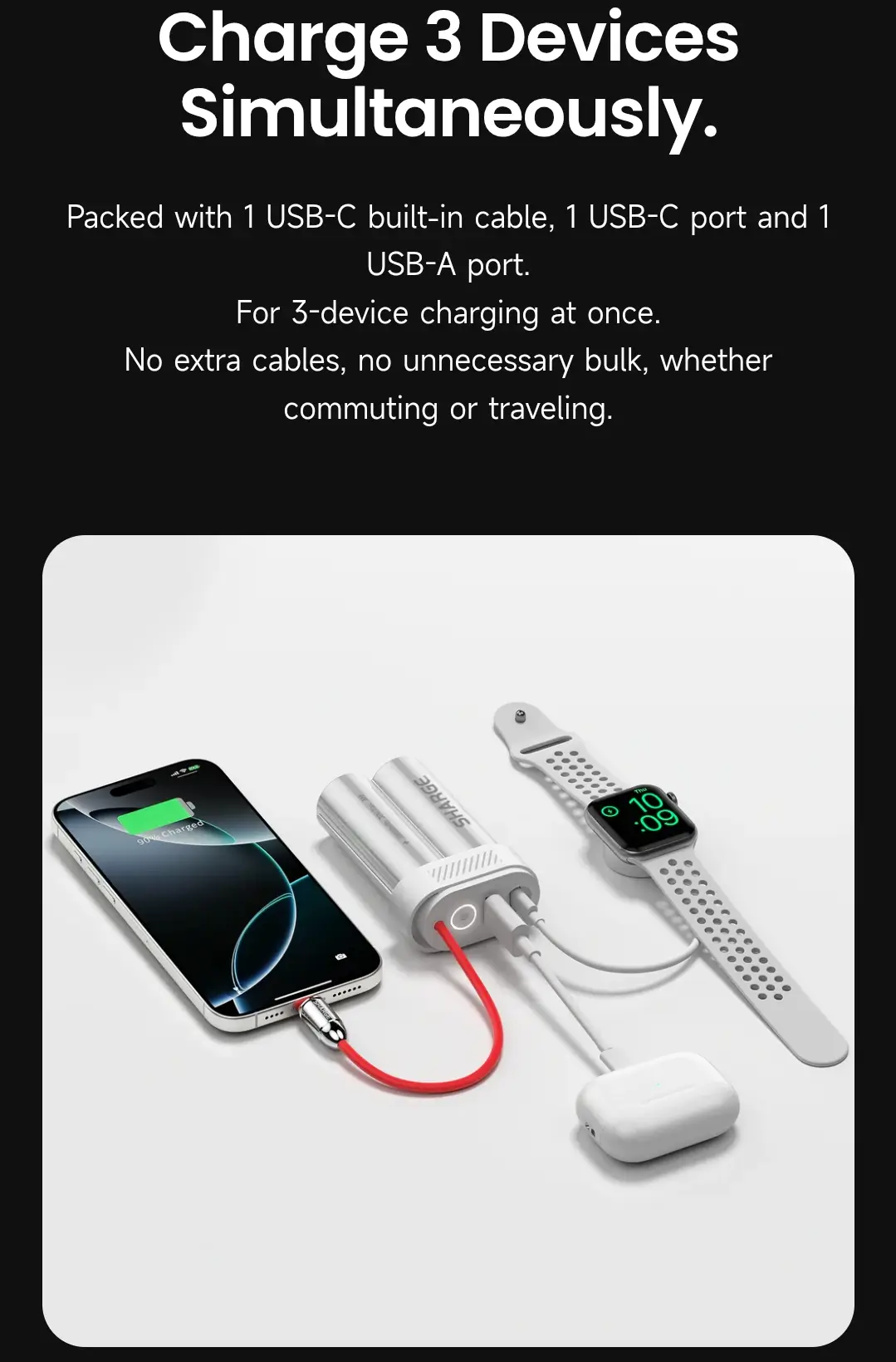 Compact Sharge Pouch Mini 10000mAh Power Bank for Travel