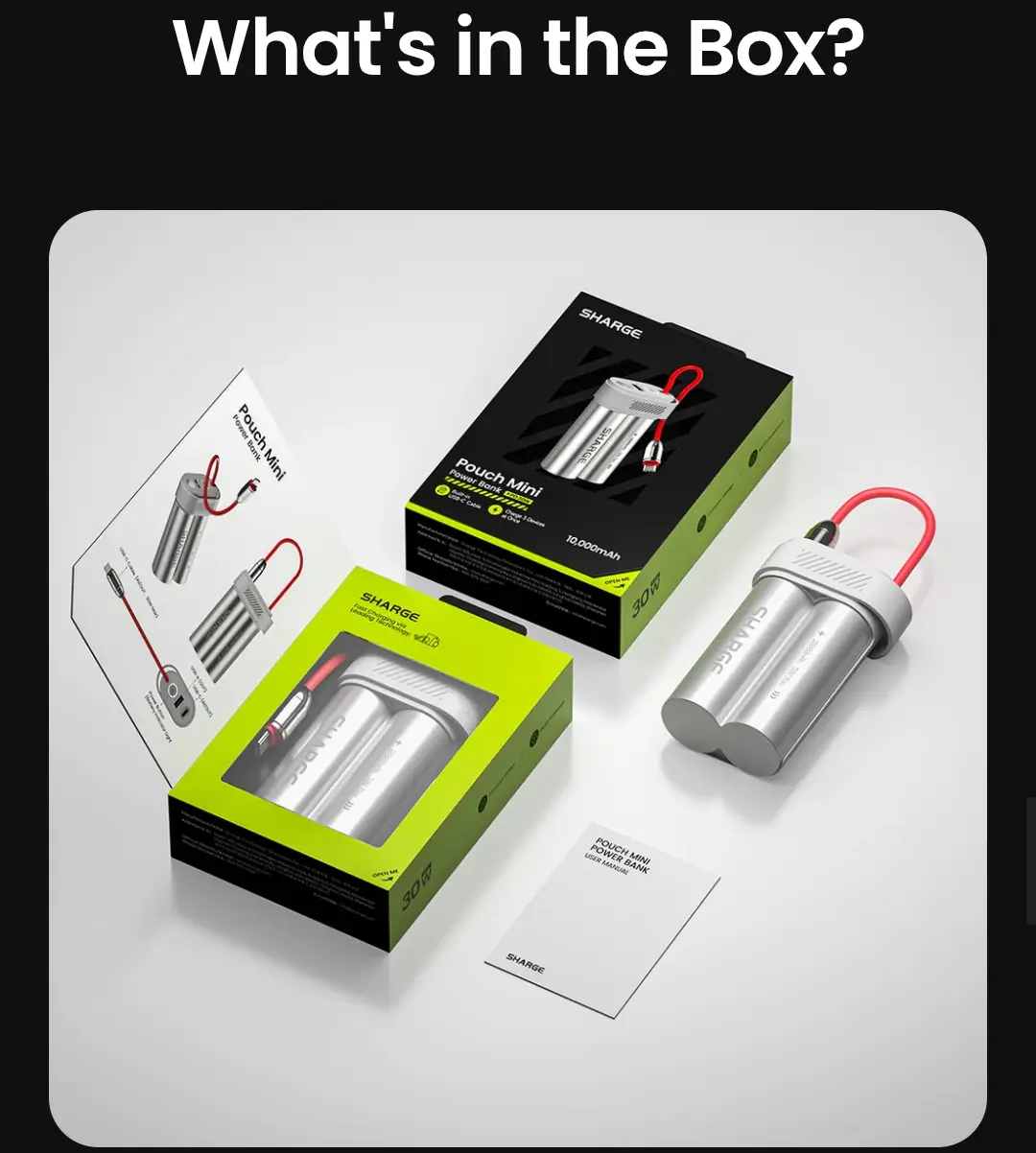 Sharge Pouch Mini 10000mAh Zinc Alloy Power Bank Design