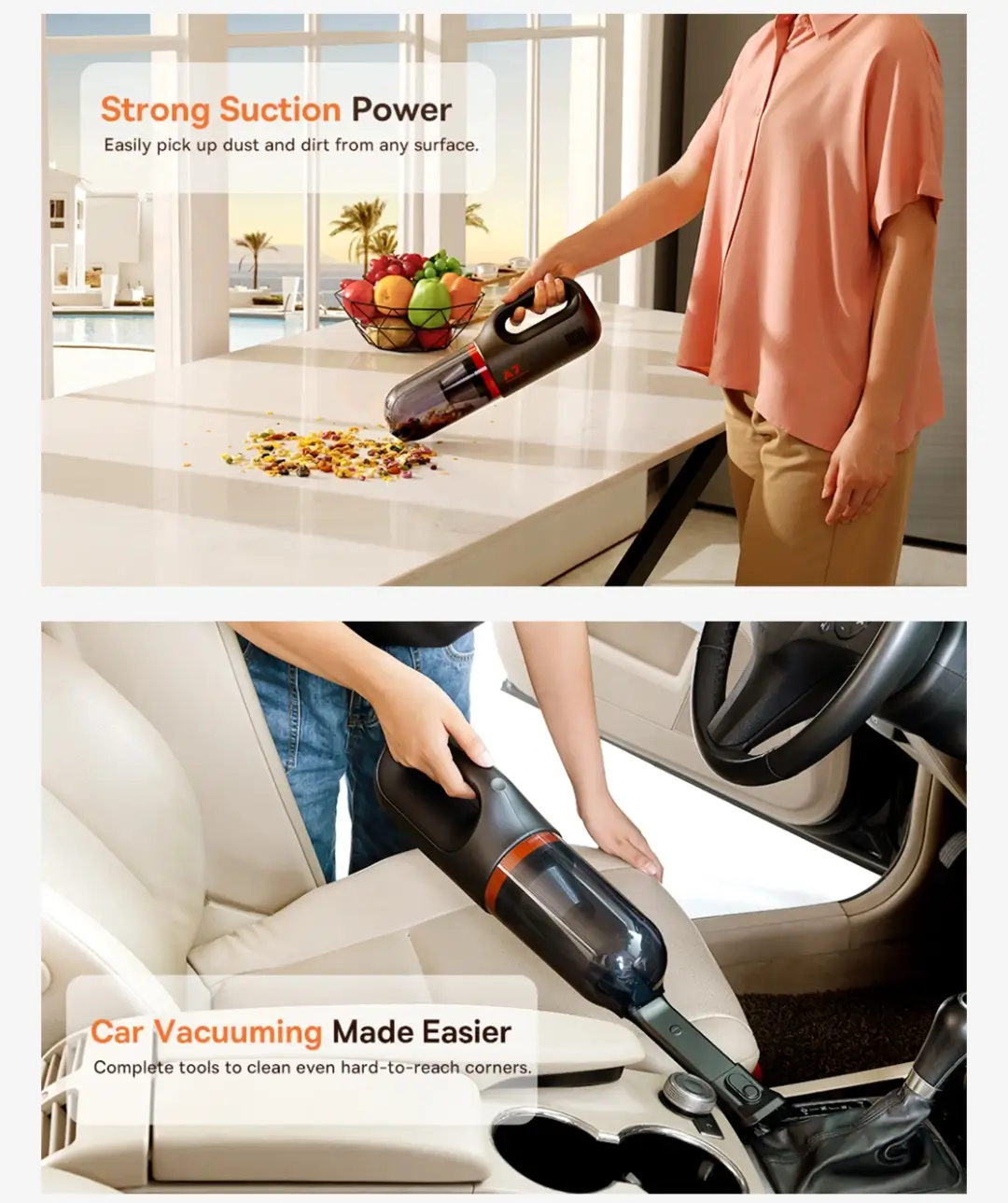 Baseus A7 Cordless Car Vacuum Cleaner multiple attachments