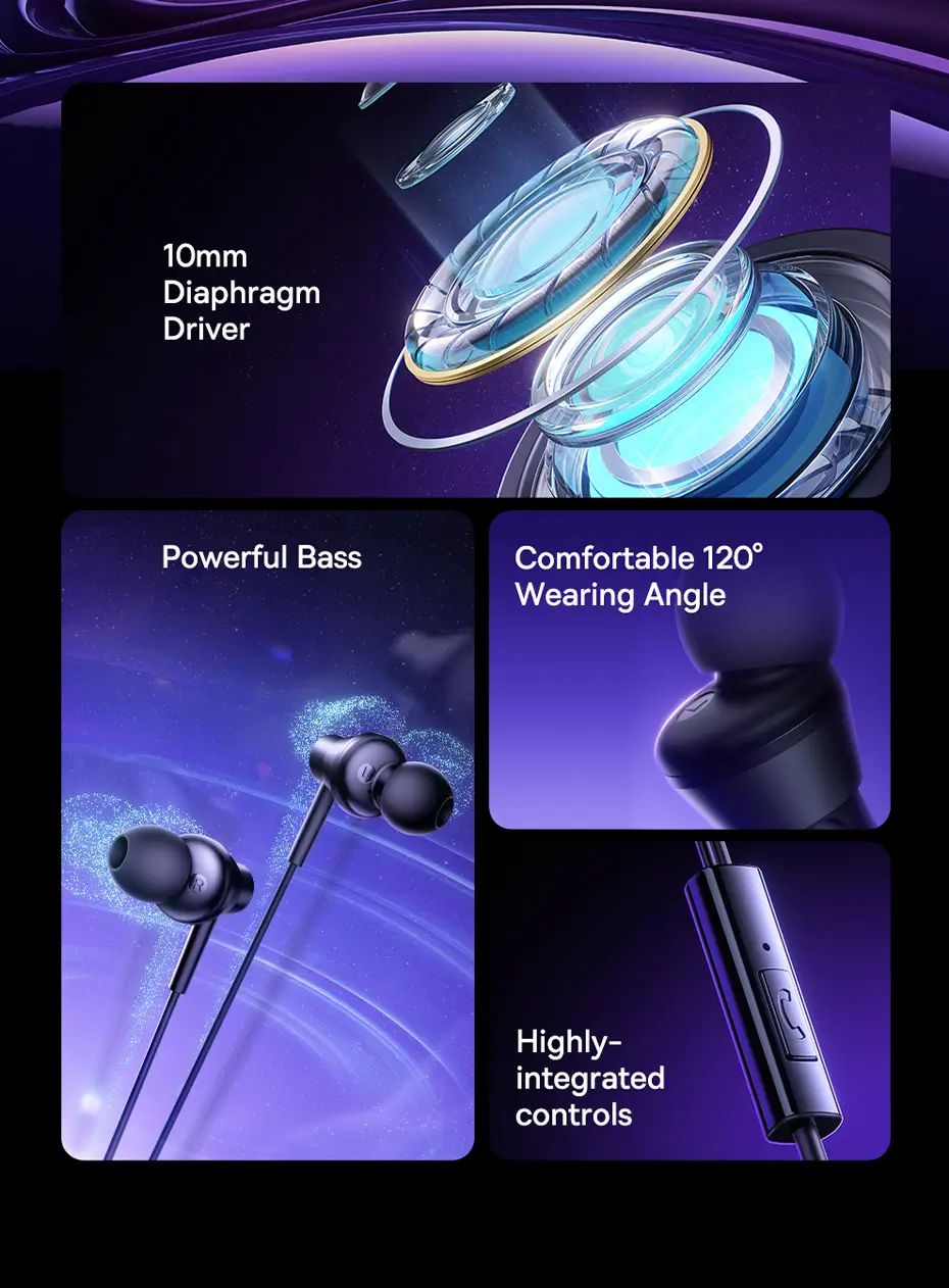 Baseus CZ11 Type-C Earphones with 10mm Dynamic Driver