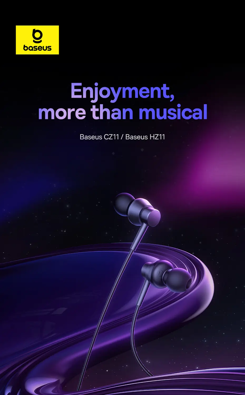 Baseus CZ11 Type-C Earphones with Mic Black Design