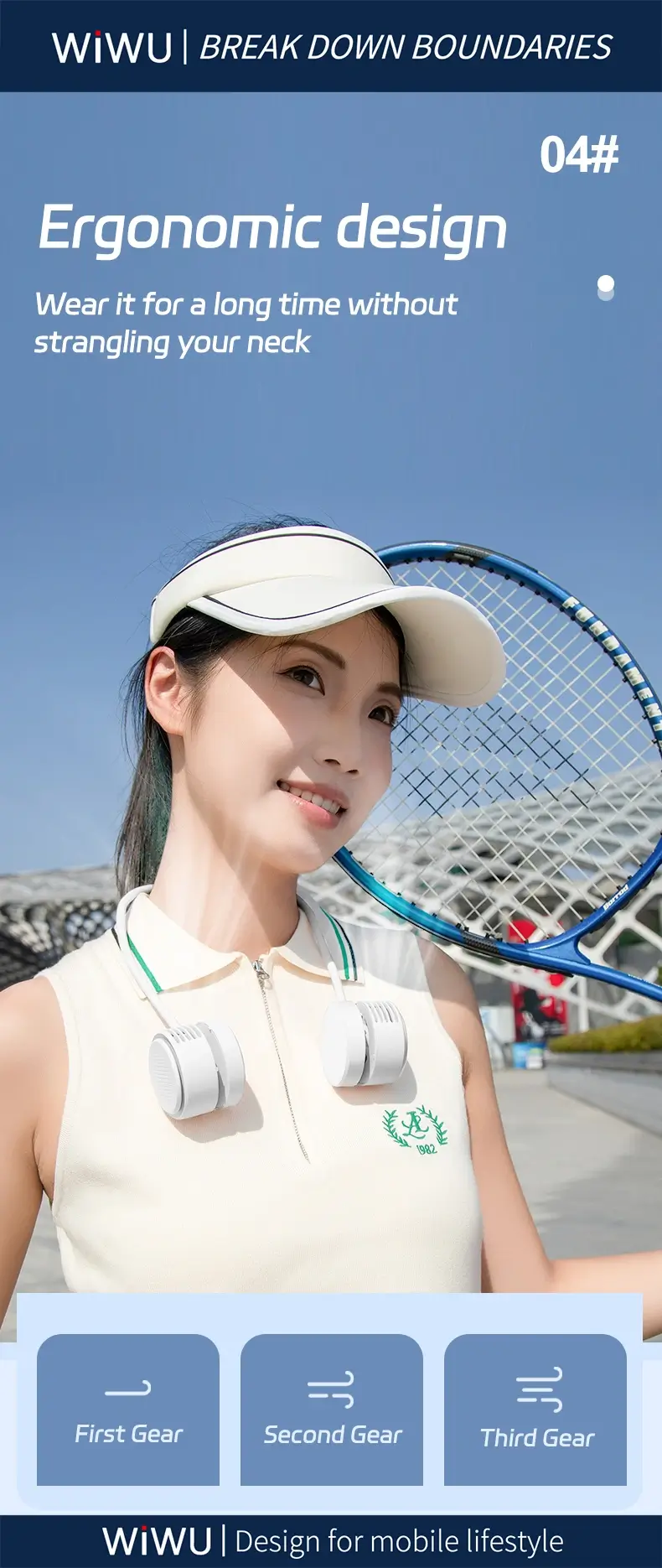 WiWU Twins Neck Fan Ergonomic Comfortable Design