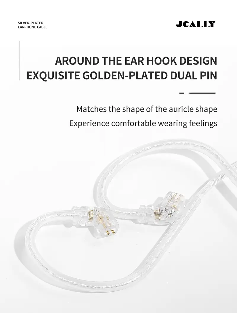 JCALLY PJ5 Silver-Plated Earphone Upgrade Cable Lightning Connector