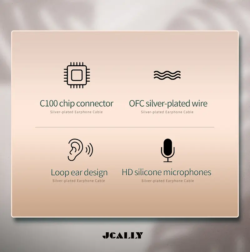 JCALLY PJ5 Lightning Silver-Plated Cable for iPhone with Microphone Support