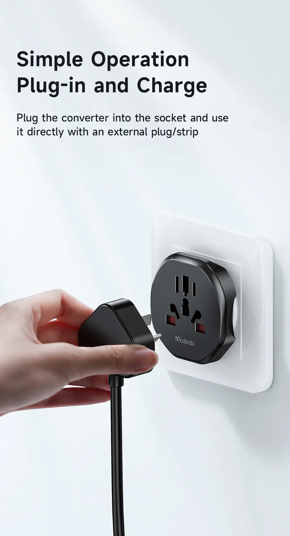 Mcdodo CP-456 Adapter for US, UK, EU, AU Plugs – 2500W Max Power
