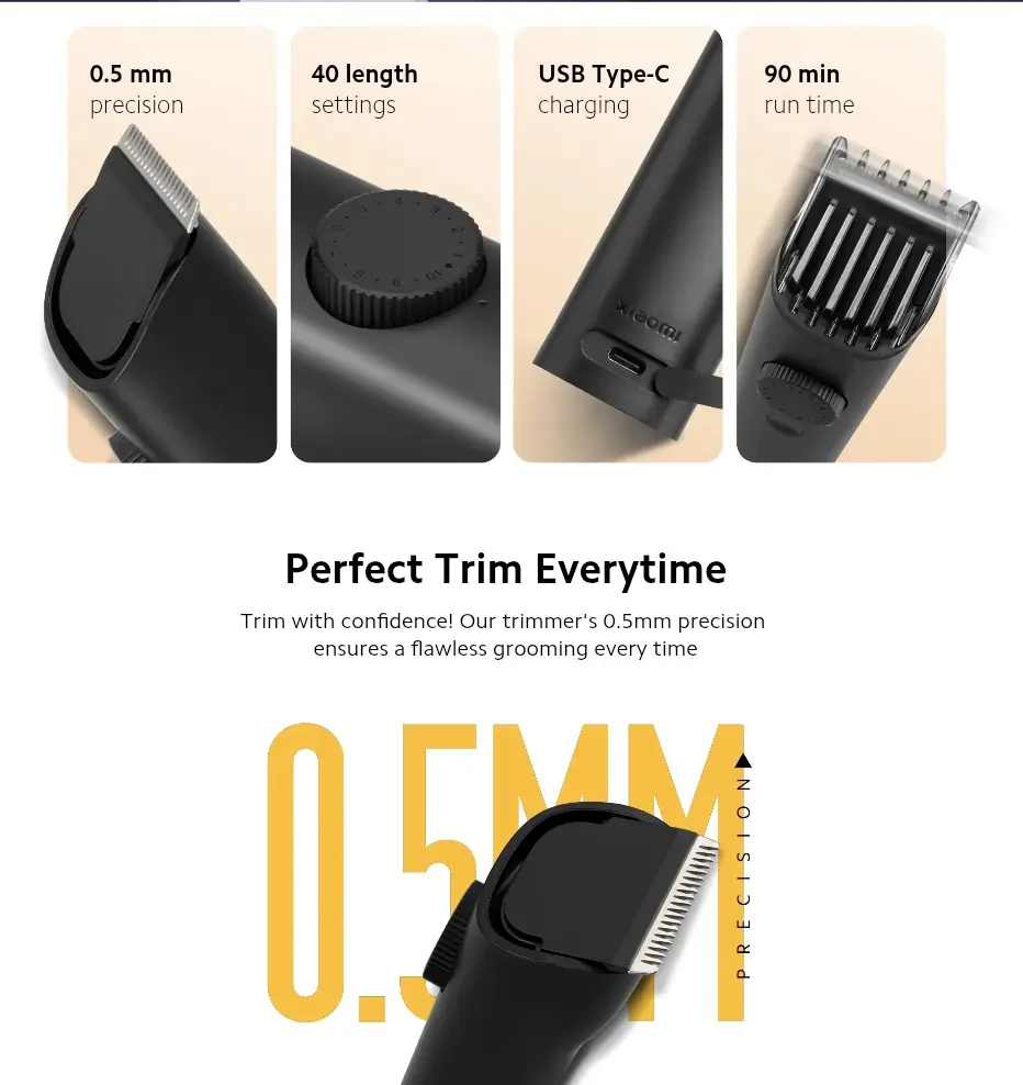 Mi Beard Trimmer 2C with USB Type-C Fast Charging and Precision Blades