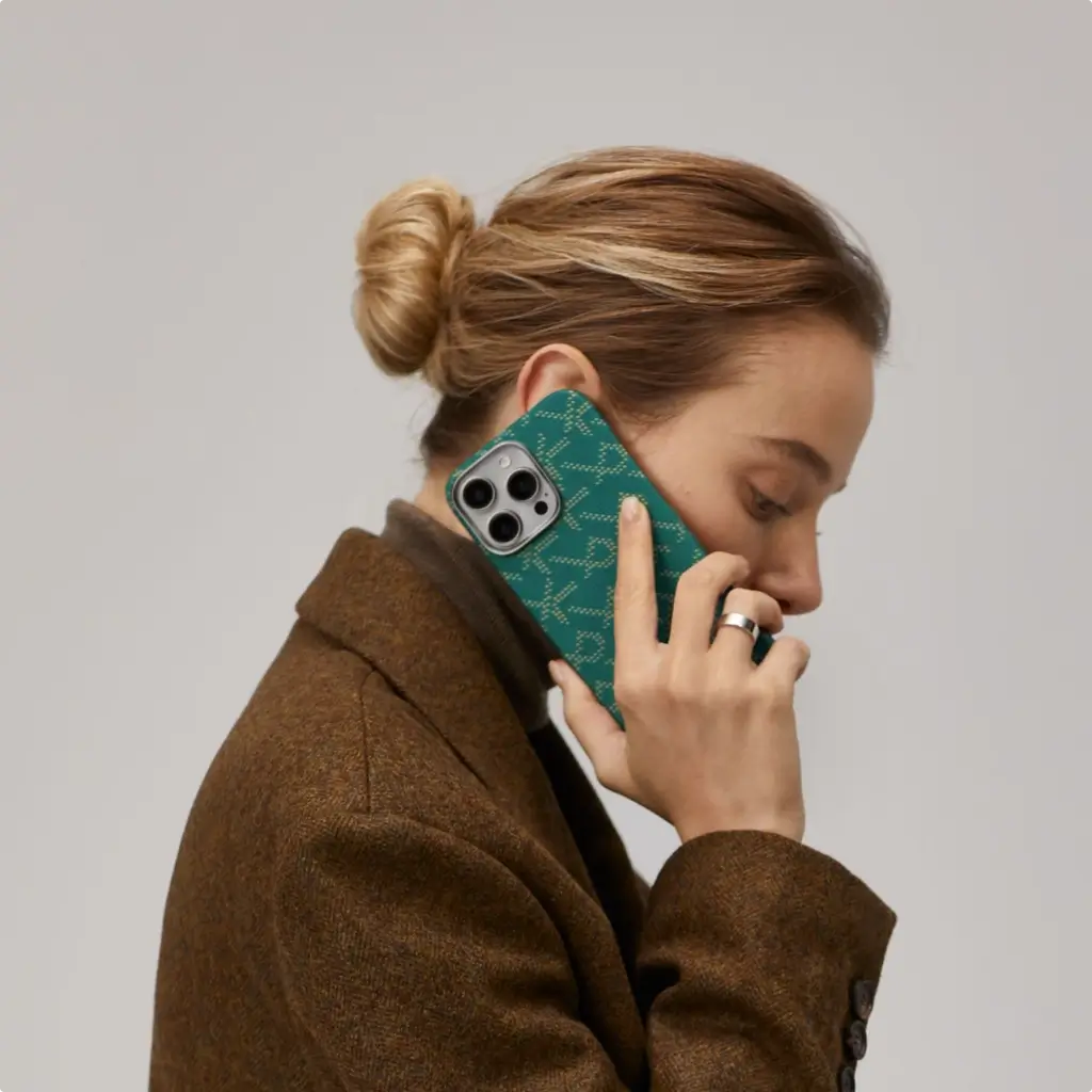 Pitaka Gold Green Classic Monogram Case for iPhone with MagSafe