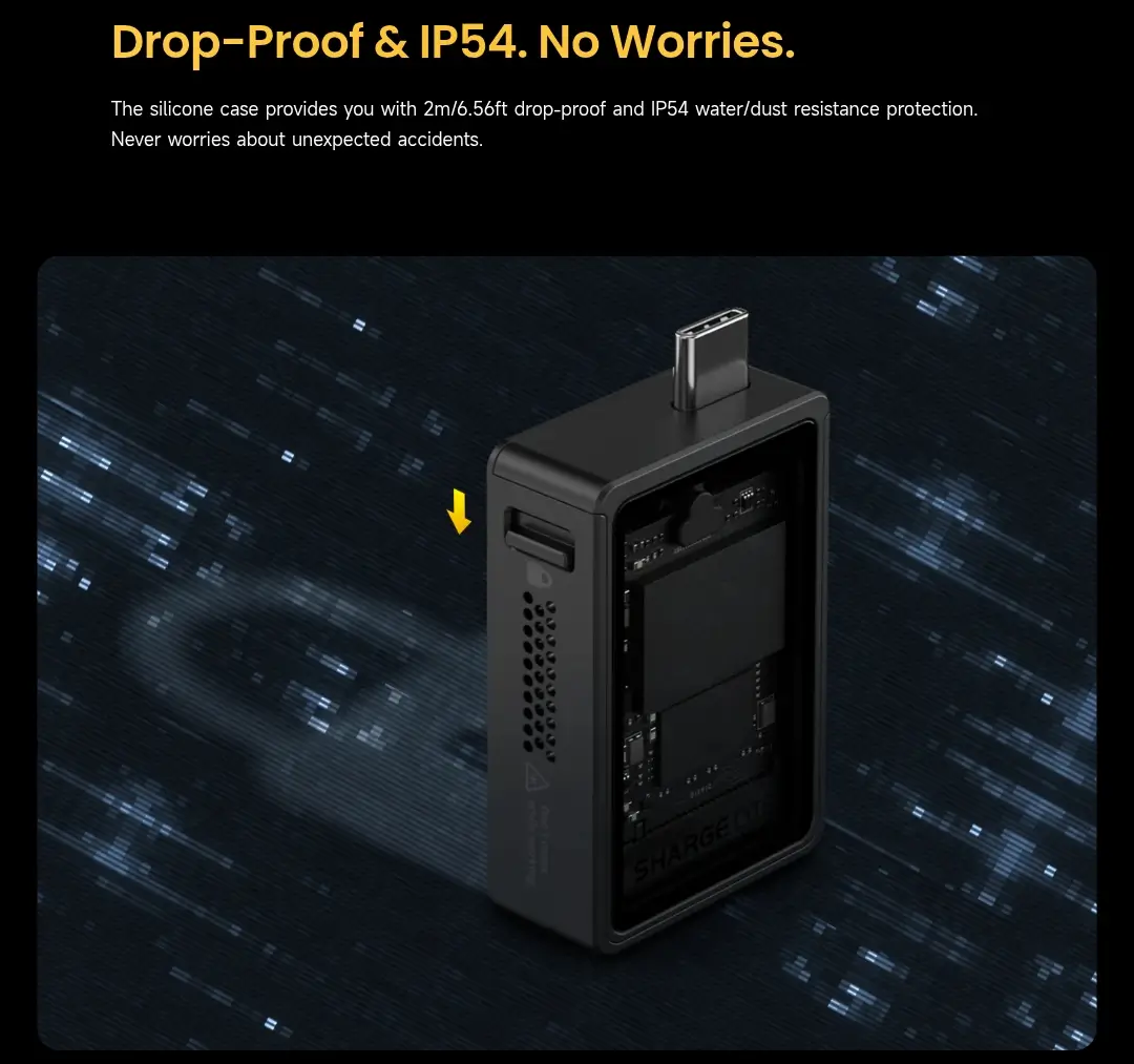 Compact Sharge Disk SSD Enclosure M.2 NVMe 2230 portable design