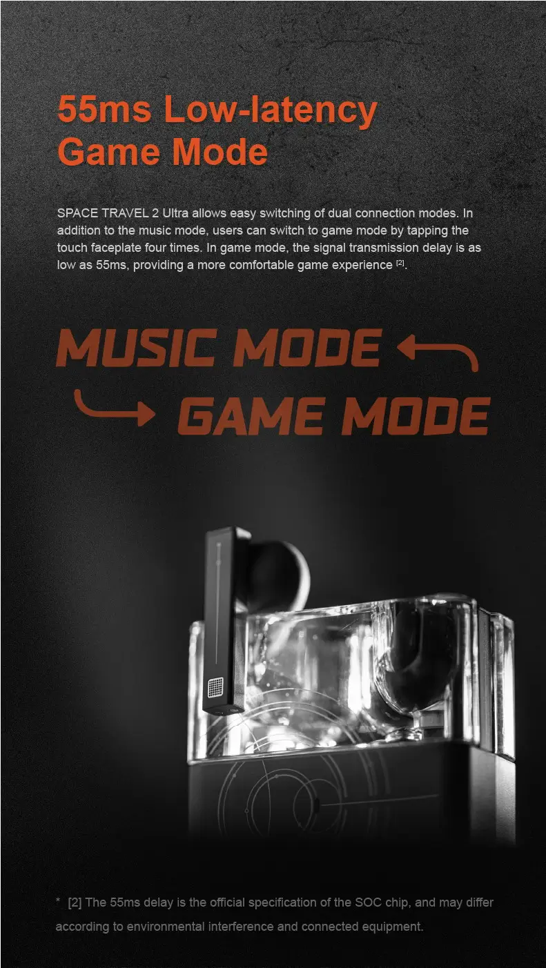 MOONDROP Space Travel 2 ULTRA earbuds with 55ms low latency gaming mode