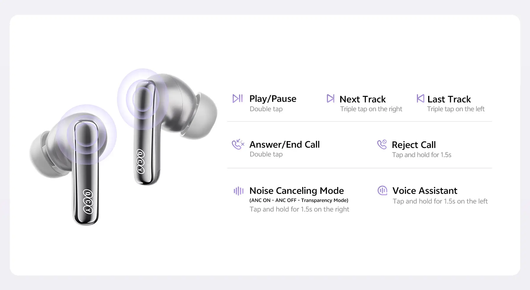 QCY MeloBuds N70 Wireless Earbuds with touch controls and dual device connectivity