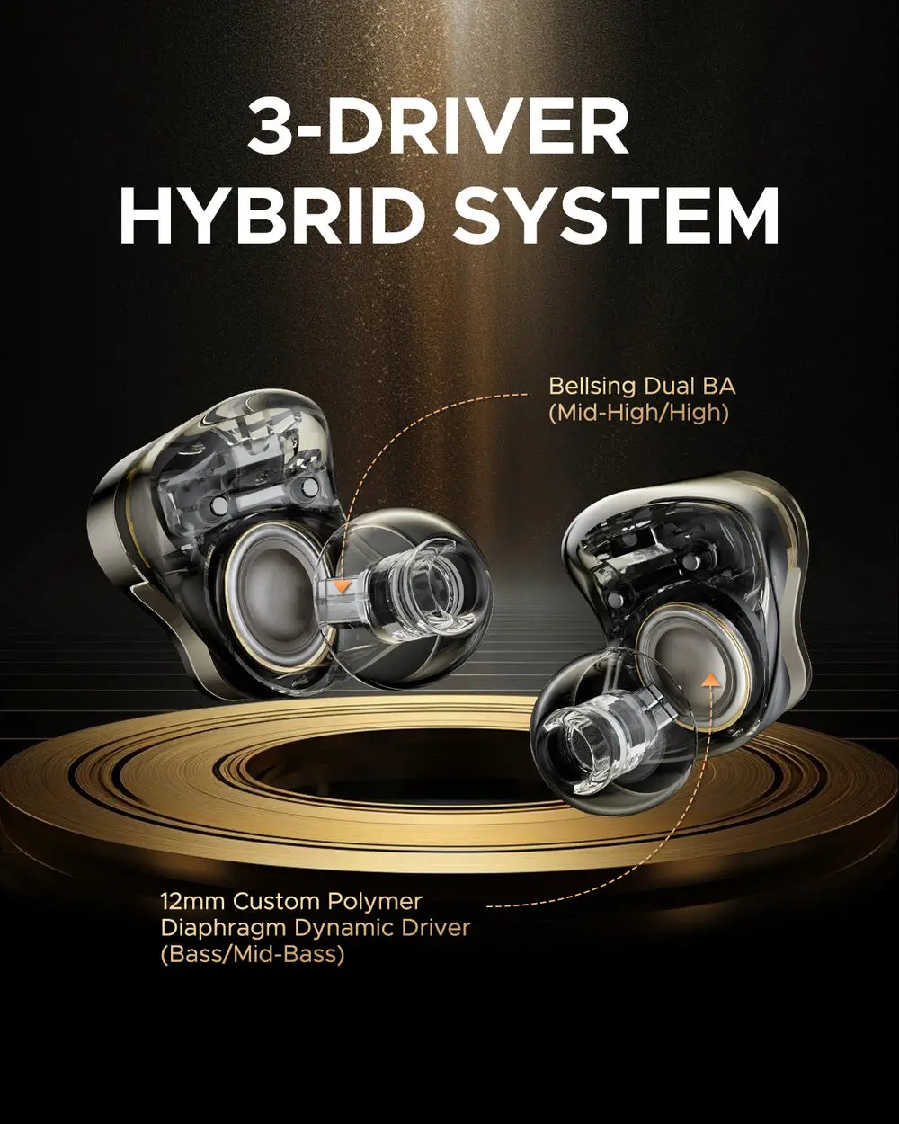 SOUNDPEATS H3 Hybrid Triple Driver Earbuds with Dynamic and Balanced Armature Drivers