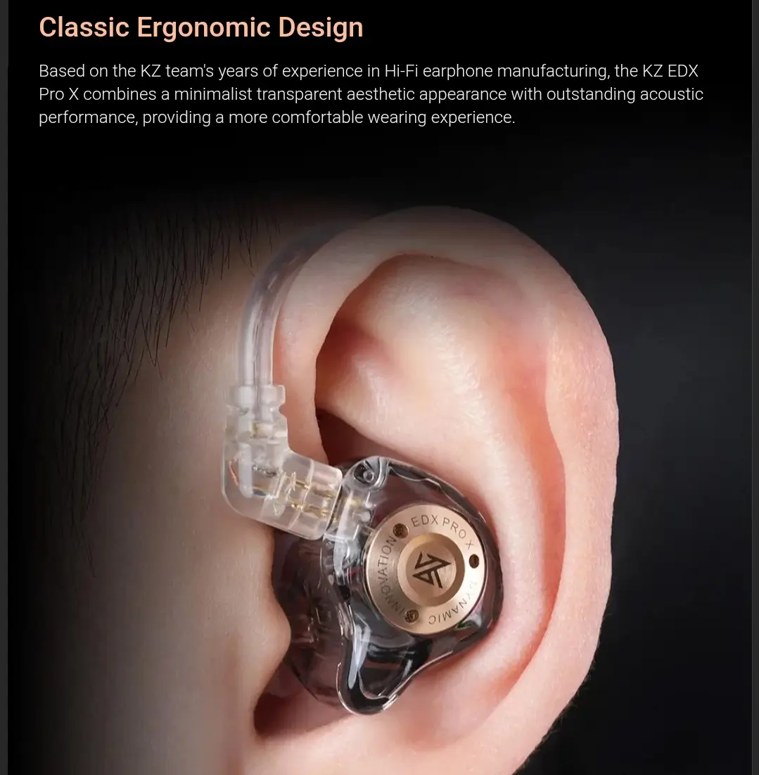 kz edx pro x earphone ergonomic style
