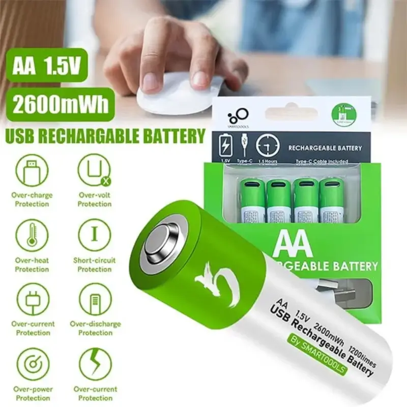 Smartoools Type-C Rechargeable AA Batteries – 4 Pcs Price in Bangladesh