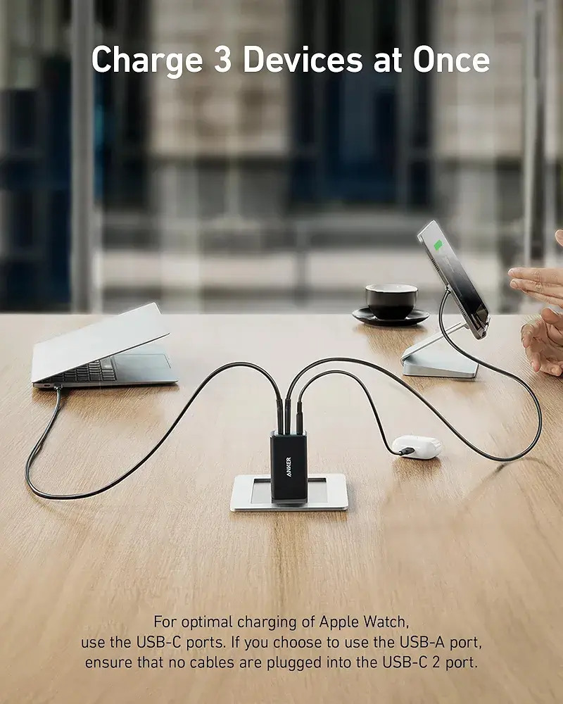 Anker 65W Triple-Port Charger for MacBook, Dell, ThinkPad