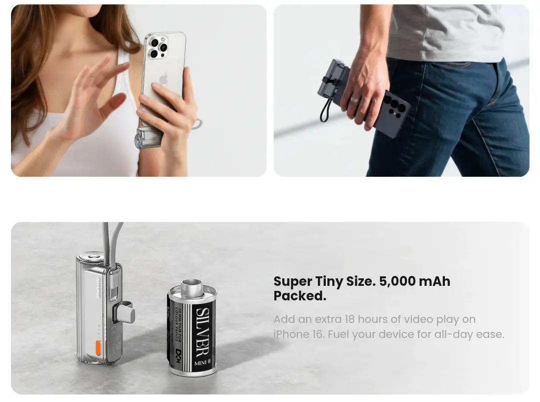 SHARGE Flow Mini 2 5000mAh Plug-In Power Bank - White