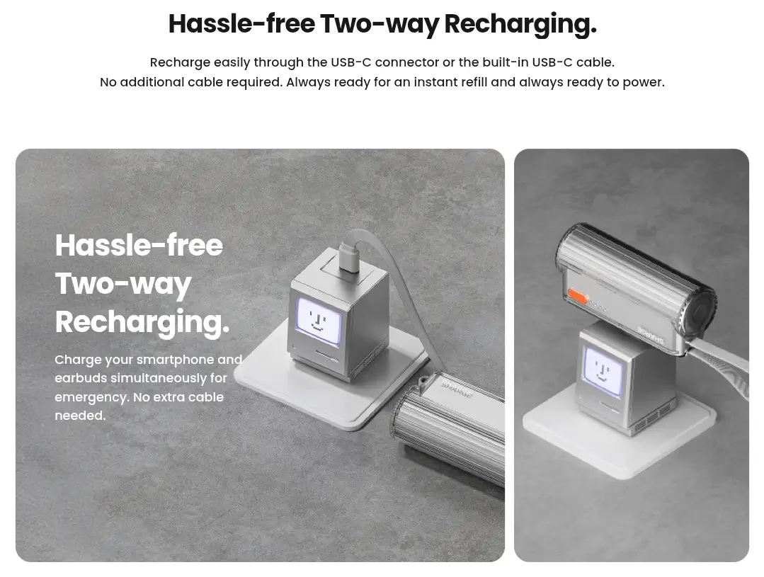 SHARGE FLOW MINI 2 RECHARGING VIA USB-C CABLE