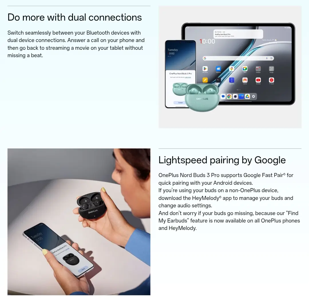 OnePlus Nord Buds 3 Pro Bluetooth 5.4 connectivity