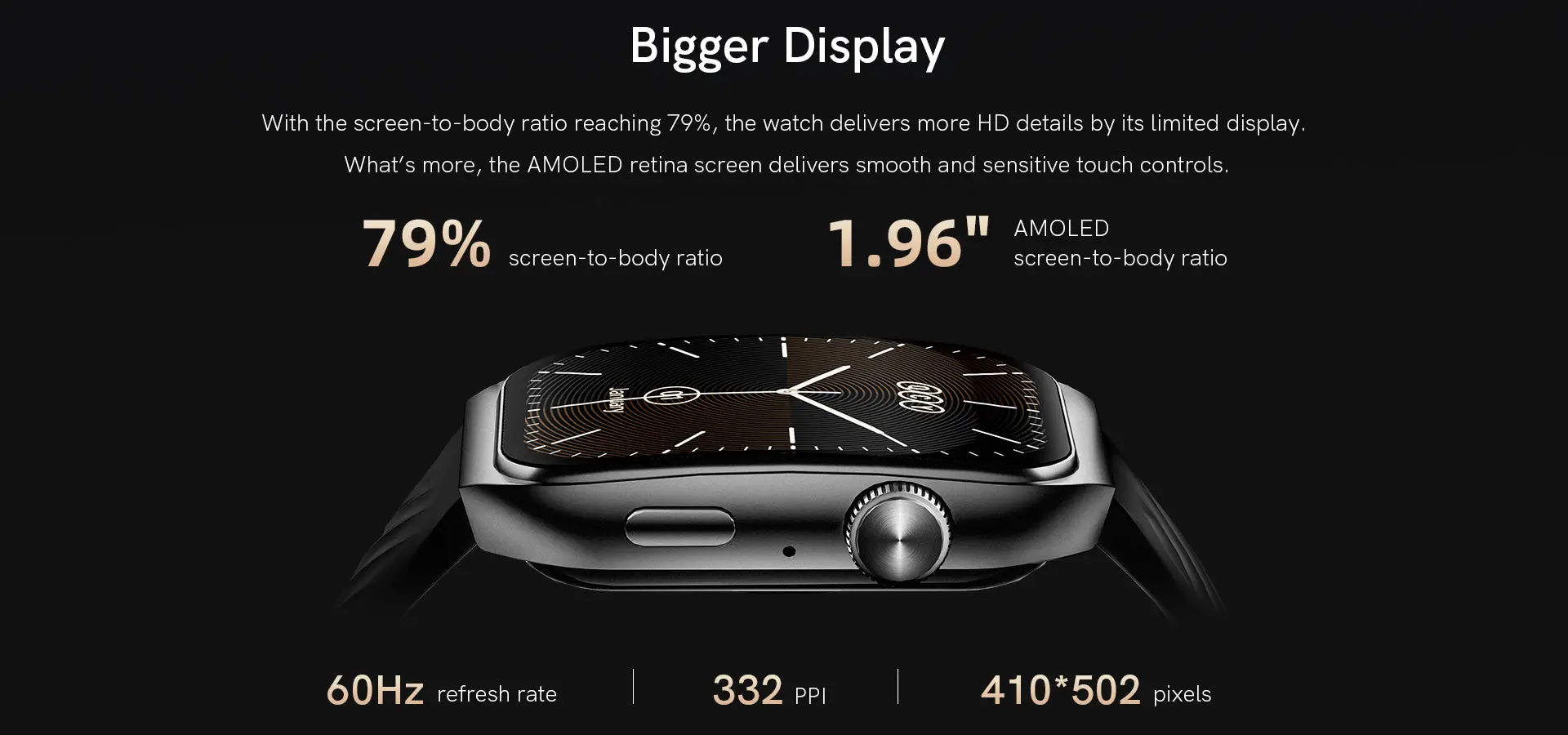 QCY WATCH GS2 SMARTWATCH WITH 1.96 INCH AMOLED DISPLAY