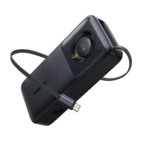 Baseus Free2Pull 20000 mAh 65W Power Bank with Built-in Retractable Type-C Cable - Black