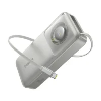 Baseus Free2Pull 20000 mAh 65W Power Bank with Built-in Retractable Type-C Cable - White