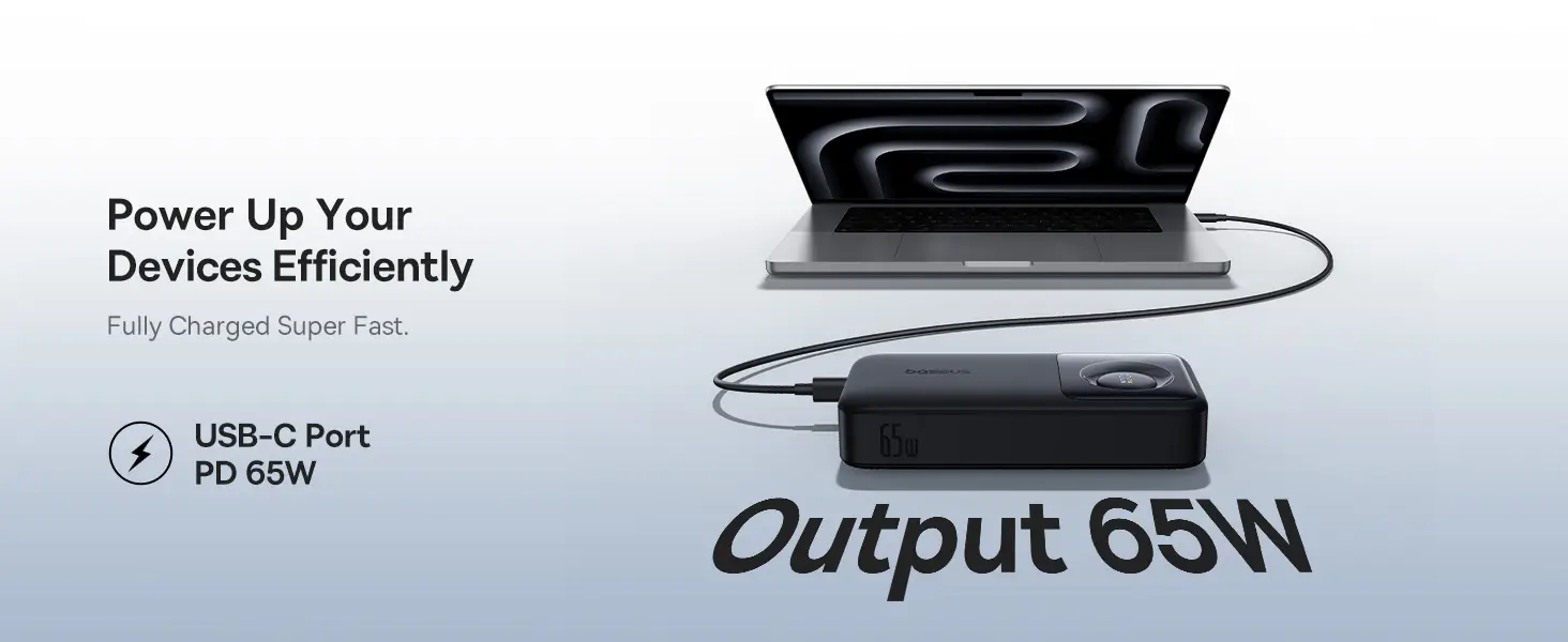 Baseus Free2Pull power bank charging MacBook and smartphone
